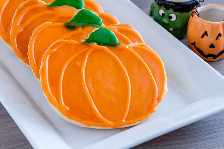 Pumpkin Sugar Cookies with Pumpkin Spice Icing