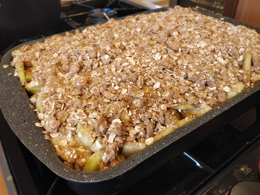 Big-Batch Apple Crisp with Cinnamon-Nutmeg Oat Streusel