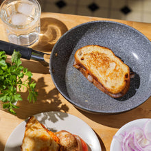 Grilled cheese sandwich cooking in the DaTerra Cucina 9.5-inch nonstick frying pan