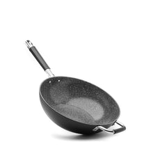 Large wok with extra handle