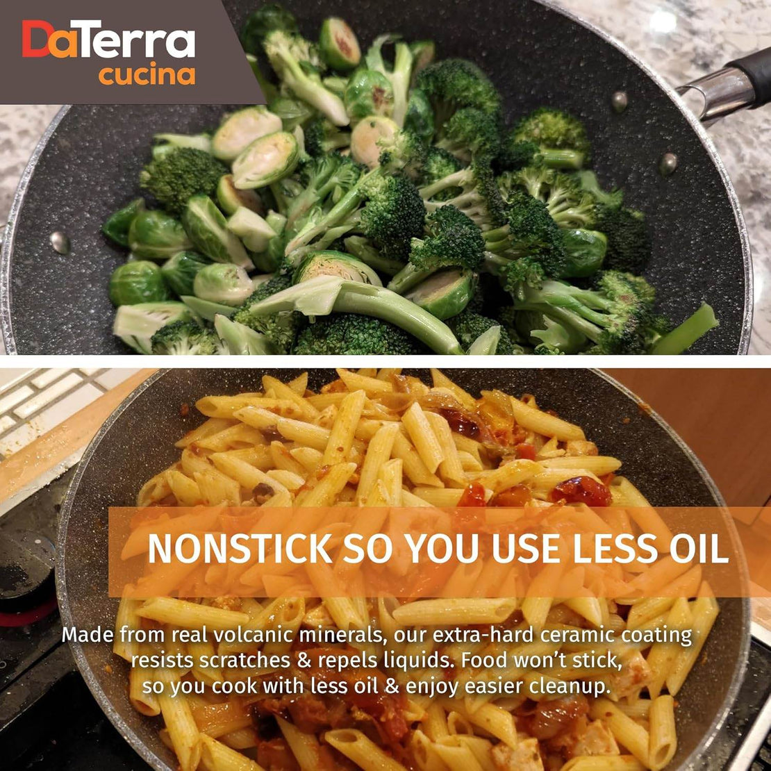 13” Nonstick Ceramic Wok with Lid | Made in Italy | Induction