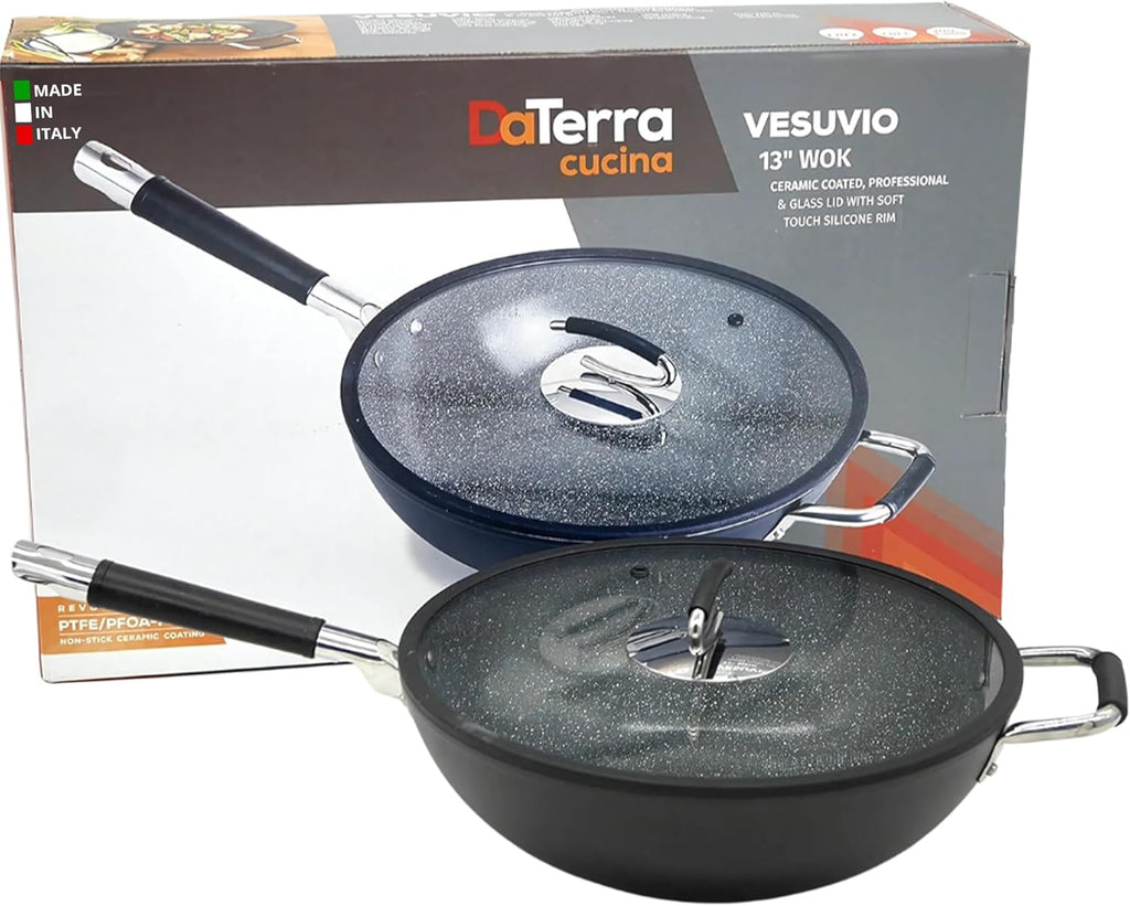 13” Nonstick Wok w/Lid | Made in Italy