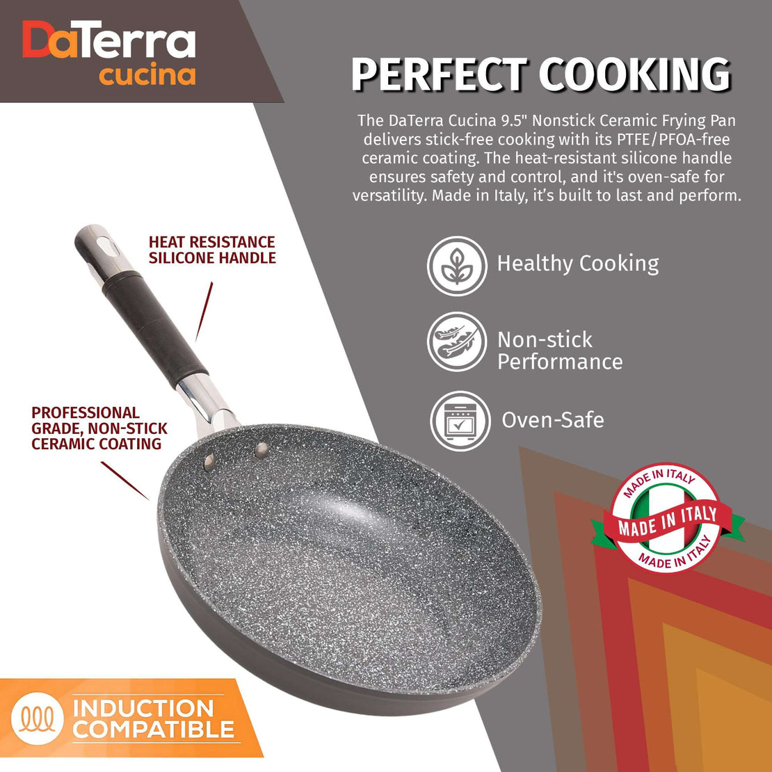 9.5” Nonstick Frying Pan | Made in Italy | Induction