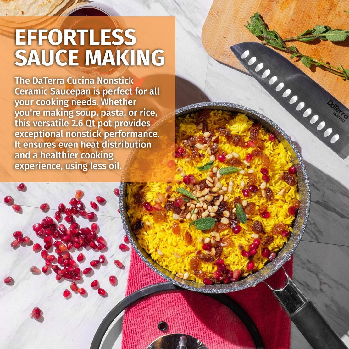 2.6 Qt Nonstick Saucepan w/Lid | Made in Italy | Induction