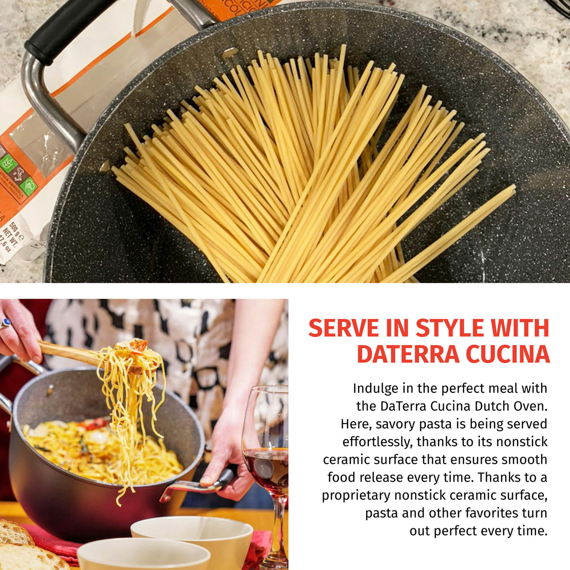 8 Qt Nonstick Dutch Oven w/Lid | Made in Italy | Induction