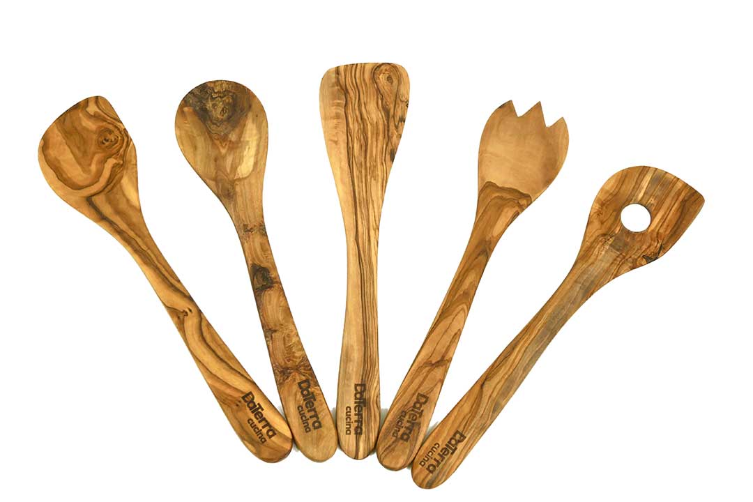 Olivewood Utensils Set of Five for Cooking and Serving