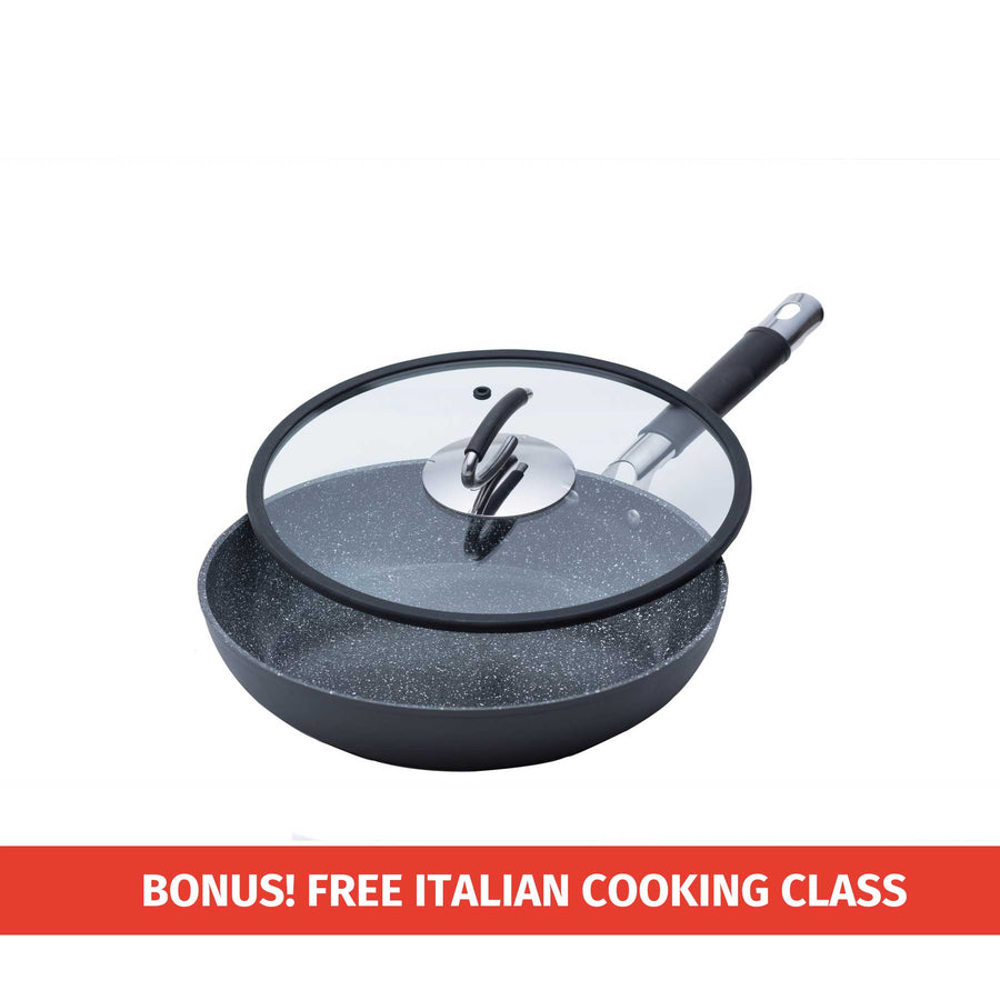 Professional 13 Inch Wok with Glass Lid Italian Made Ceramic Wok –  kitchentechy